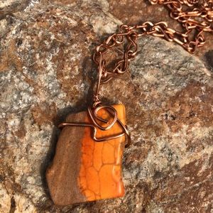 Orange Imperial Jasper Pendant w/ Hemp Necklace